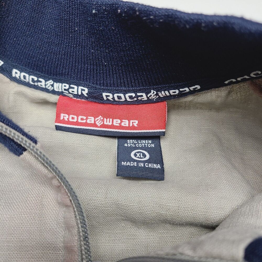 Vintage Rocawear 3/4 Sleeve Jacket Full Zip Men's Size XL Tan Red Blue 90's Read - Picture 4 of 13